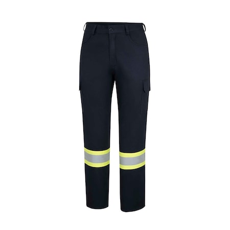 Oberon Hi-Vis FR/Arc-Rated 7.5 oz 88/12 Safety Cargo Pants, StarTech Tape, Navy, 30x32 ZFJ219-30X32