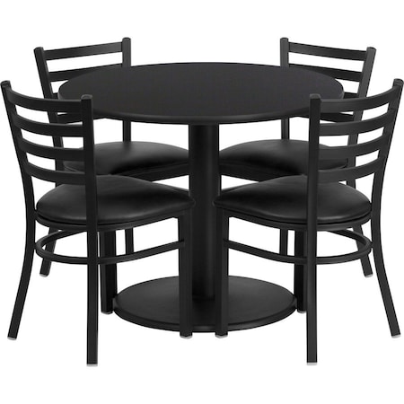 Flash Furniture Round Laminate Table, Laminate Top, Wood Grain RSRB1029-GG