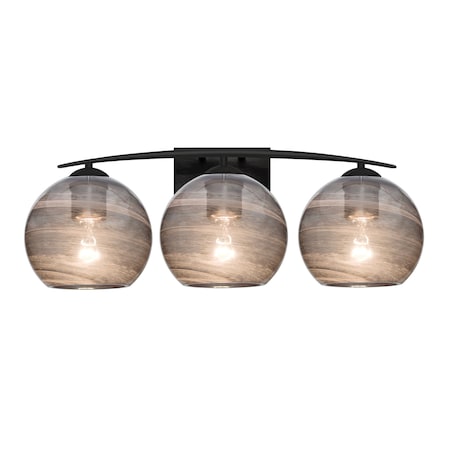 Besa Lighting Besa, Jilly Vanity, Vapor Smoke, Black Finish, 3x60W E26 base 3WC-JILLYSM-BK