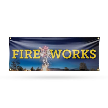 Signmission Fireworks, 18 Inch x 48 Inch, Vinyl Banner B-30629