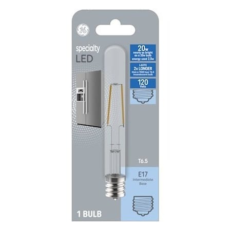 Ge LED Specialty Blub, T6.5 Lamp, 20 W Equivalent, E17 Intermediate Lamp Base, Non-Dimmable, Clear 93129007