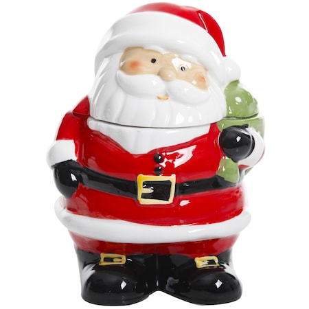 Gibson Home Jovial St. Nick 7.5 Inch Santa Holiday Cookie Jar 113253.01