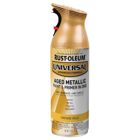 Rust-Oleum Spray Paint, Vintage Gold, Metallic, Solvent, 11 oz 342918