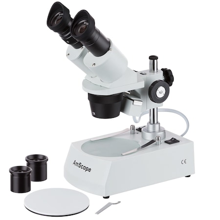 Amscope SE305 Compact Multi-Lens Binocular Stereo Microscope 10X-45X w/Angled Head, Metal Pillar Stand, Top & SE305R-PY