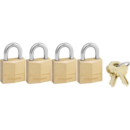 Master Lock Padlock, Keyed Alike Key, 5/32 in Dia Shackle, Steel Shackle, Brass Body, 3/4 in W Body 120Q