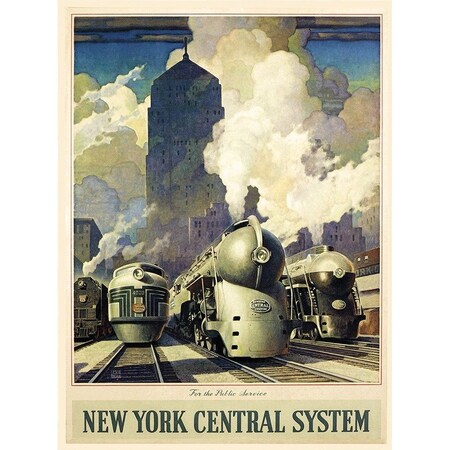 Homeroots New York Railroad Vintage Travel Unframed Print Wall Art 394270