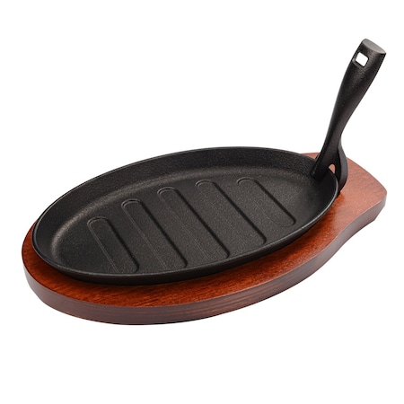 Cac Foodservice Fajita Platter Set Cast Iron 3-PC FSPC-3