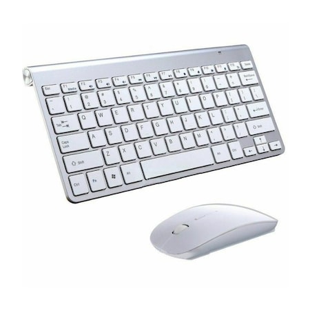 Sanoxy Mini Wireless Keyboard And Mouse Set 2.4G Compatible with Mac Apple PC Computer Silver SNX-Mini-KYB-MS-ST-SLV