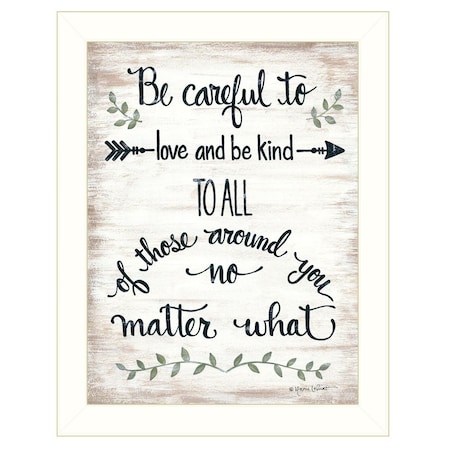 Homeroots Be Careful 1 White Framed Print Wall Art 415211