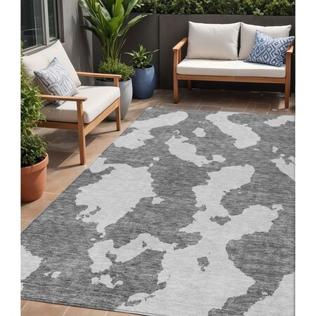 Homeroots 5' X 8' Gray And Ivory Abstract Washable Indoor Outdoor Area Rug 614540
