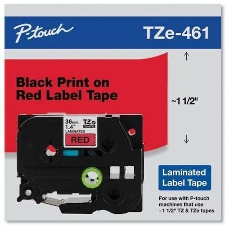 Brother Label/RibbonCartridge, Red, 1-13/32inW TZe461CS