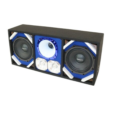 Deejay Led Loaded Box w/Two Despacito Heavy Duty 8-in Woofers One Horn and w/Two Bullet Tweeters BLUE TBH8BLUE