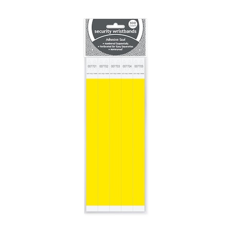 C-Line Products 3/4" x 10" Yellow DuPont Tyvek Security Wristbands, 100/PK 89106
