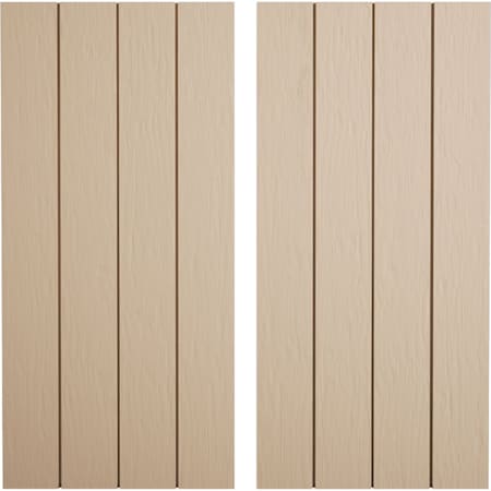 Ekena Millwork Rustic Four Board Joined Board-n-Batten Rough Sawn Faux Wood Shutters w/No Batten, 22W x 32H, PR SHUBJN22X32RSPR