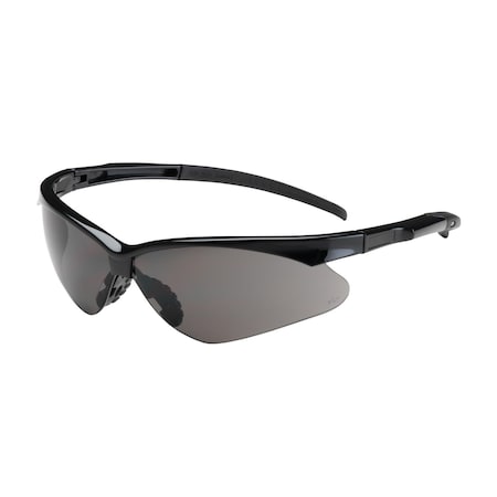 Bouton Optical Semi-Rimless Safety Glasses with Black Frame, Gray Lens and Anti-Scratch Coating 250-28-0001