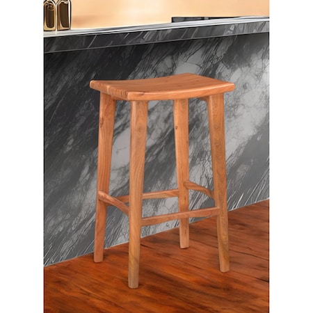 Homeroots 32" Brown Solid Wood Backless Counter Height Bar Chair 522383