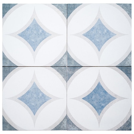Andova Tiles SAMPLE-Luv Adore Blue 8-in. Encaustic Spanish/Moroccan Patterned Matte Porcelain Wall & Floor Tile SAM-ANDLUV459