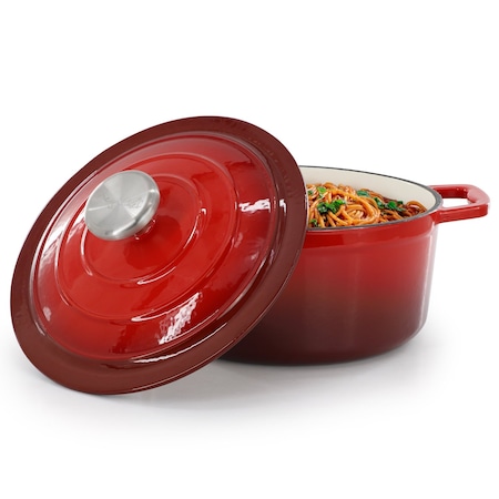 Megachef 2.7 Quart Round Enameled Cast Iron Casserole in Gradient Red 750124508M