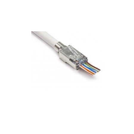 Cable Wholesale Platinum Tools EZ-RJ45 Shielded Cat6/Cat5e Crimp Connectors, external ground, Slide Through 100022C