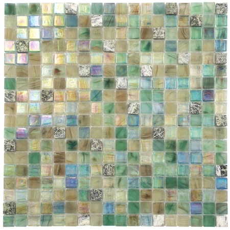 Apollo Tile Mingles 11.6in x 11.6in Glossy Emerald Green Glass Mosaic Wall and Floor Tile 18.69 sqft/case, 10PK MIX1588GN447A
