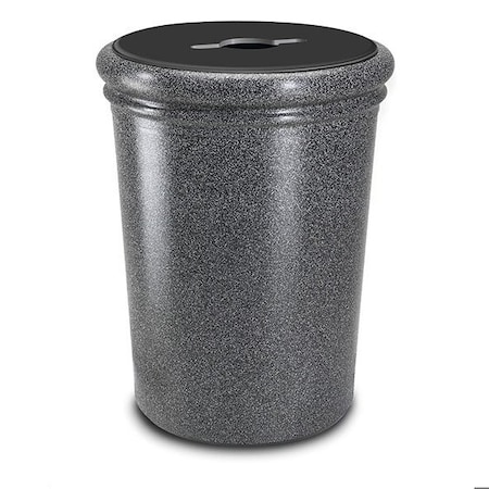 Commercial Zone Products Stonetec Round Open-Top Mixed-Recycling Container, Pepperstone 720819