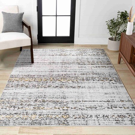 Jonathan Y Tidal Modern Strie' Ivory/Black 3 ft. x 5 ft. Area Rug SOR202C-3