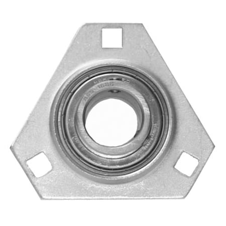 Ami Bearings SINGLE ROW BALL BEARING - 1in STAINLESS NAR SET SCREW PRESSED STAINLESS 3-BOLT FLG MBPFTS5-16