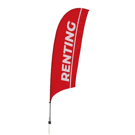 Showdown Displays 10.5 Ft  Value Razor Sail Sign Kit (Single-Sided With Value Spike Base) - Renting Red 908110-007