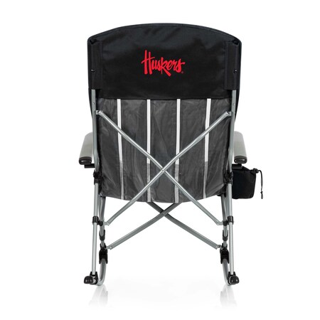 Picnic Time Family Of Brands NCAA Nebraska Cornhuskers Outdoor Rocking Camp Chair - XL Heavy Duty Camping Chair 805-01-175-404-0