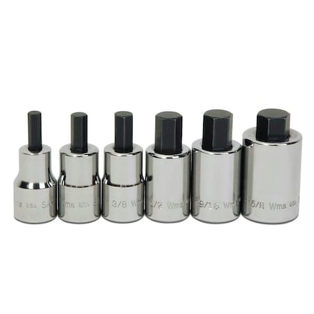 Williams Williams Hex Bit Socket Set, 1/2" D, 6 pcs. SAE JHWWSSS-6RC