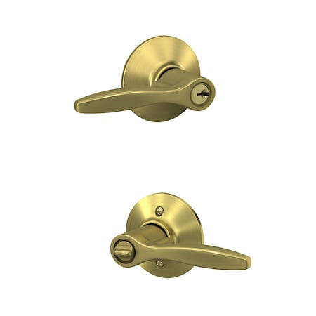 Schlage Residential Delfayo Lever Keyed Entry Lock C Keyway with 16211 Latch and 10063 Strike Satin Brass Finish F51ADEL608