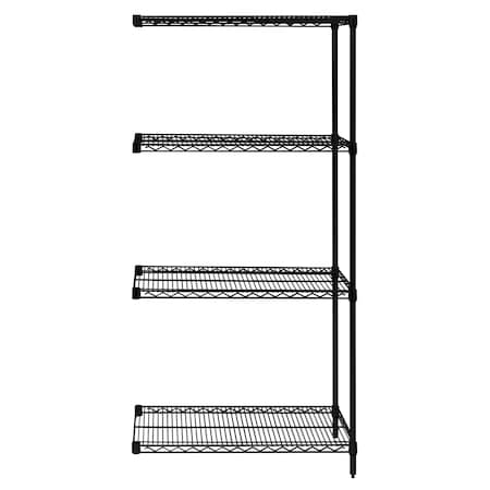 Quantum Storage Systems WIRE 4 SHELF ADD-ON KIT BLACK 74in AD74-1448BK