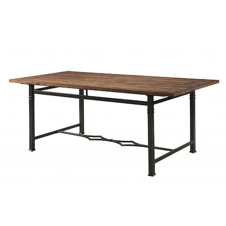 Homeroots 76" X 36" X 30" Weathered Dark Oak And Dark Bronze Dining Table 318884