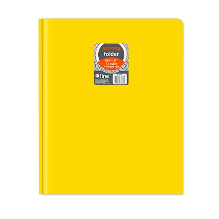 C-Line Products 8-1/2" x 11" Yellow Two-Pocket Heavyweight Poly Portfolio Folder with Prongs, 25EA/BX, 6BX/CT 33966-BX