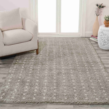 Jonathan Y Pele Modern Geometric Dot Shag Gray/Ivory 4 ft. x 6 ft. Area Rug MOH400B-4