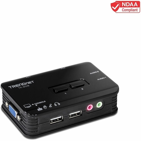 Trendnet 2-PORT USB KVM SWITCH KIT W/AUDIO (INCLUDE 2 X KVM CABLES) TK-209K