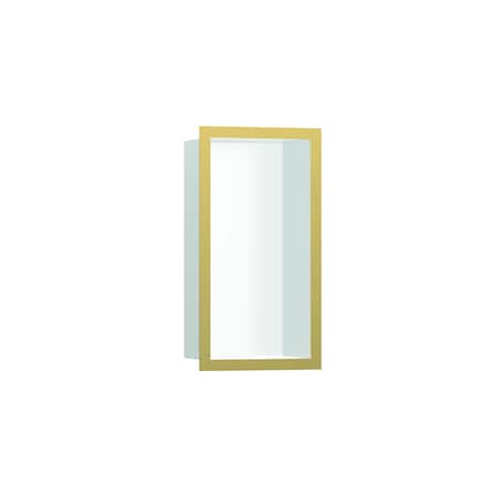 Hansgrohe XtraStoris Individual Wall Niche Matte White with Design Frame 12"x 6"x 4" in Polished Gold Optic 56096990