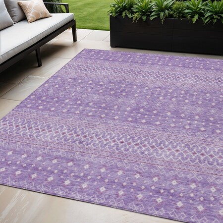 Homeroots 5' X 8' Lavender And Purple Tribal Washable Indoor Outdoor Area Rug 582627