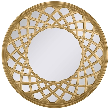 Homeroots 32" Gold Round Accent Mirror 632800
