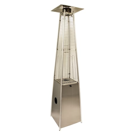 Homeroots 41000 BTU Silver Steel Propane Triangular Pyramid Standing Patio Heater 480574