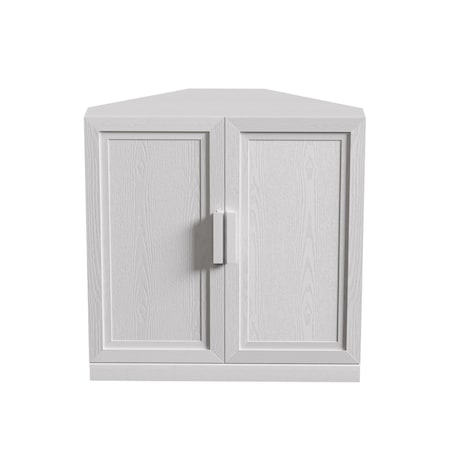 Homeroots Set Of Two White Wood Corner Accent Cabinet With Two Doors 712116