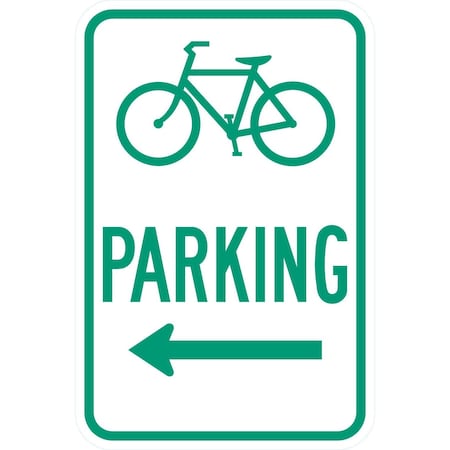 Lyle D4-3L, (Bike Sym) Parking <---, 12x18, Engineer Grade, White G-3654-EG_12x18