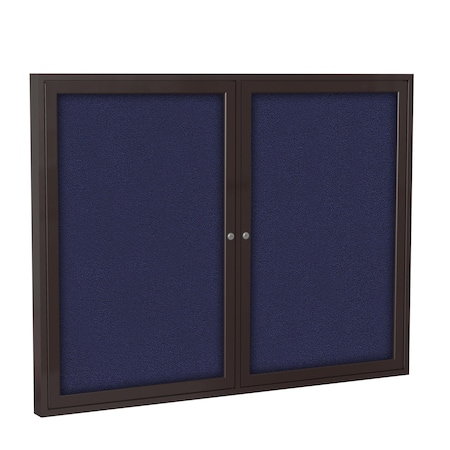 Ghent 2 Door Enclosed Fabric Bulletin Board, Bronze Aluminum Frame, 4'H x 5'W, Blue PB24860F-93