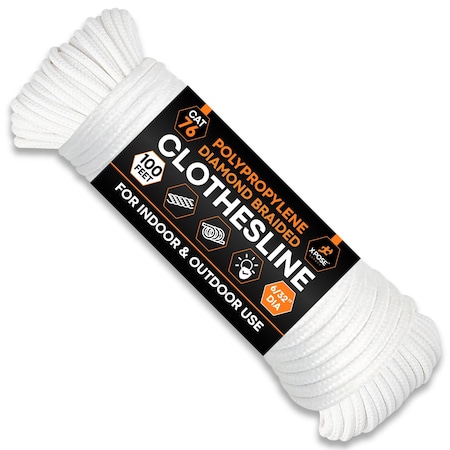 Xpose Safety Braided Cotton Clothesline 6/32inx100ft CCL632-100-X