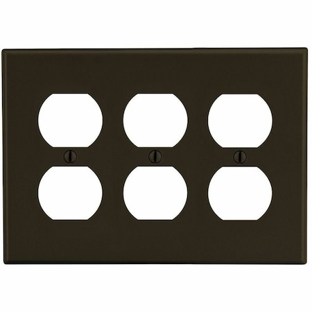 Hubbell Wiring Device-Kellems Wallplate, 3-Gang, 3) Duplex, Brown P83