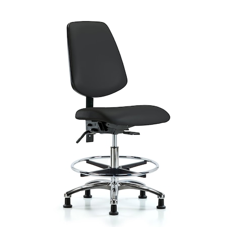 Blue Ridge Ergonomics Bench Chair, Vinyl, Med, Bk, CF, Glds, Blk, No Arms, 22" to 29" Height, Black BR-VMBCH-MB-CR-T1-A0-CF-RG-8540
