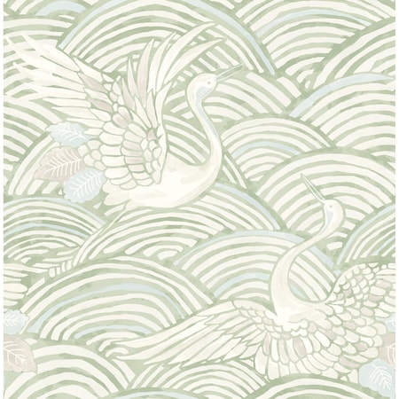 A-Street Prints Egret Sage Tidal Dance Wallpaper 4172-27497