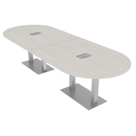 Skutchi Designs Racetrack Conference Table With Power, 48 in W, 144 in L, Ivory HAR-RAC-48X144-DOU-K458-ESIL