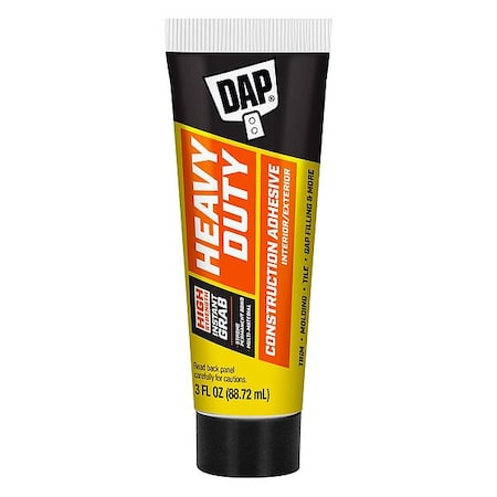 Dap Heavy Duty Adhesive, White, 3 oz, Tube 7079800160