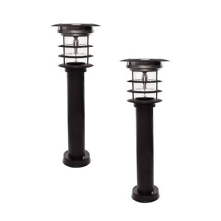 Gama Sonic Black Stainless Steel Bollard Solar Light w/EZ Anchor, 2PK 214BP250070